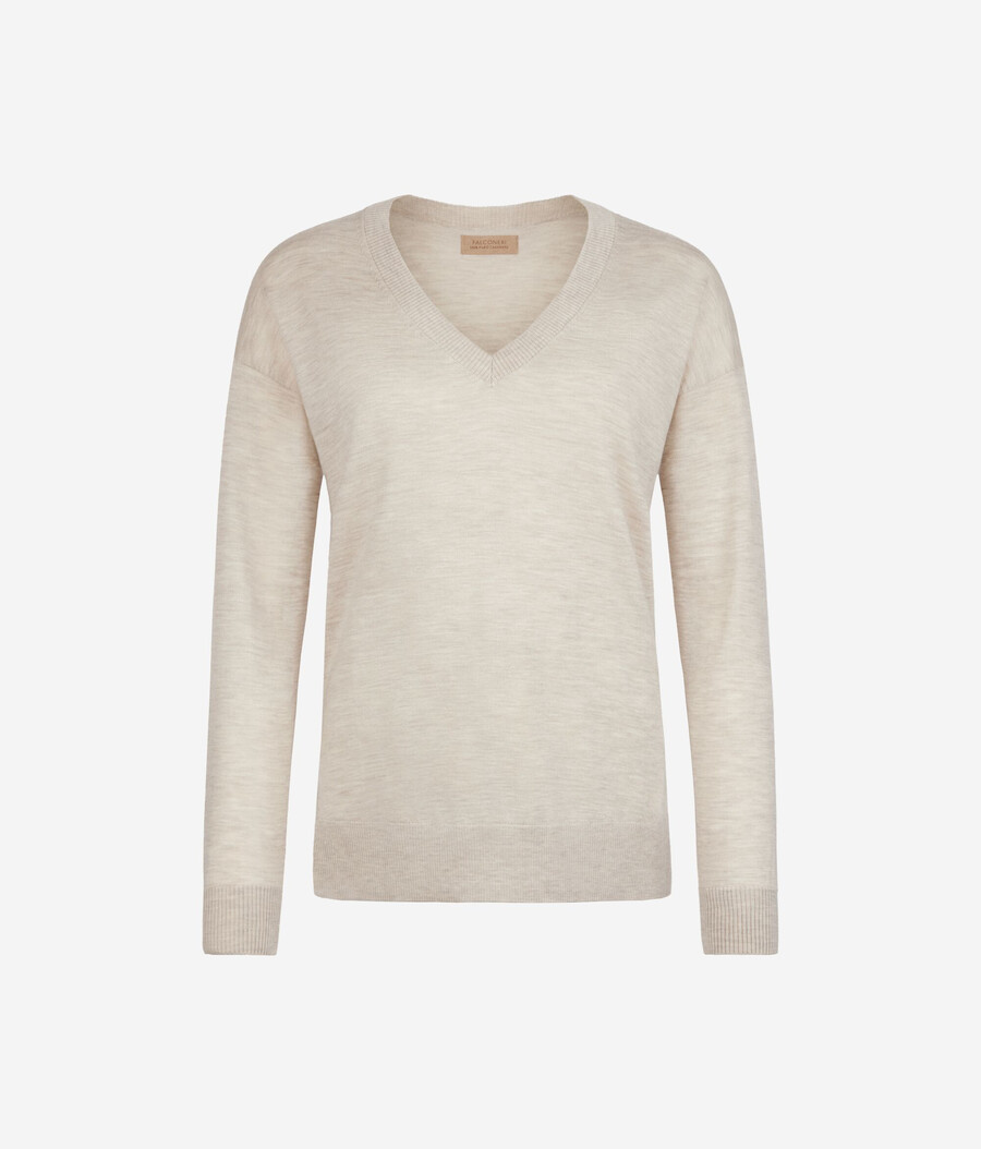 maglione in cashmere con scollo a v e spacchi