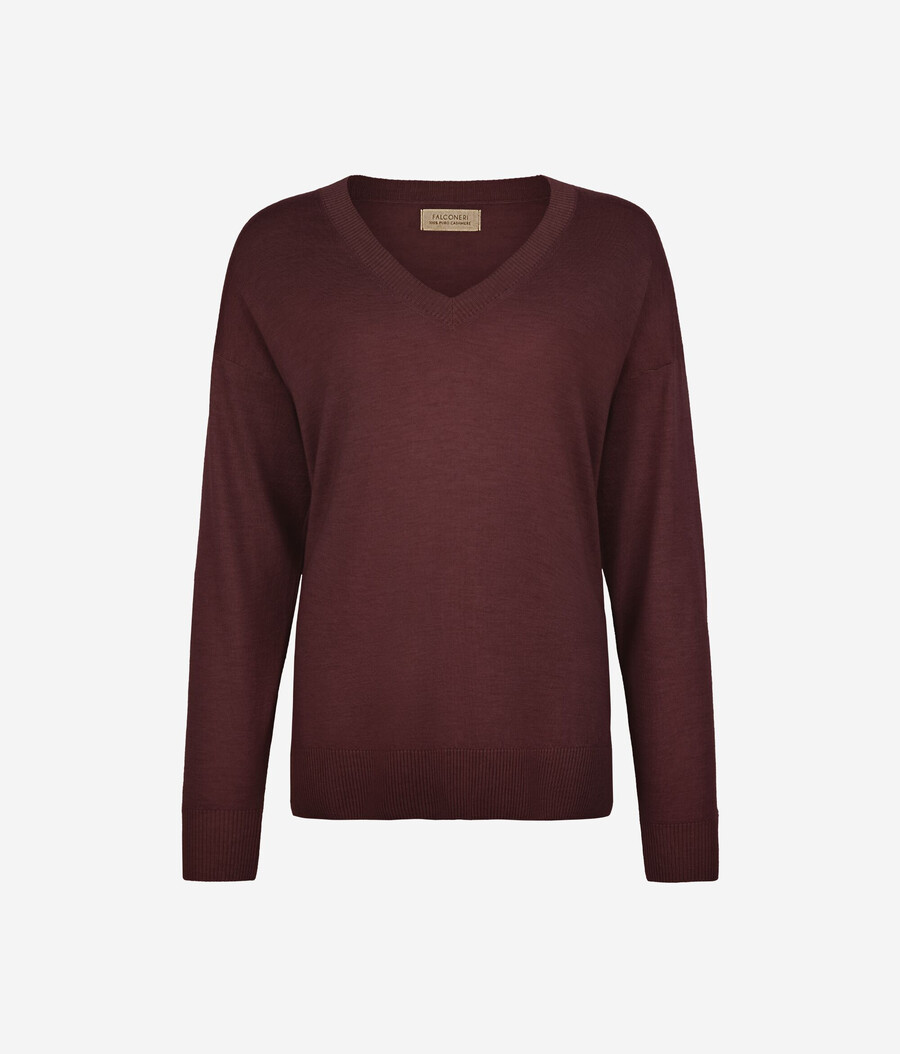 maglione in cashmere con scollo a v e spacchi