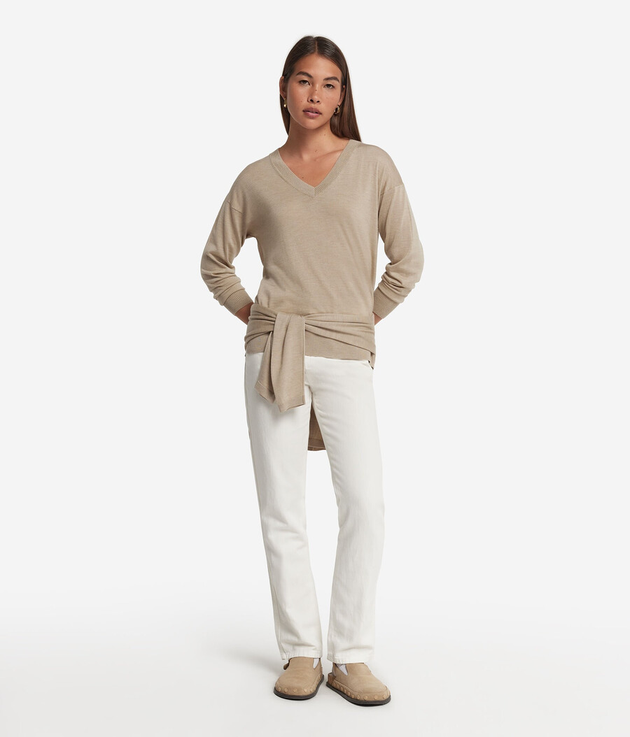 maglione in cashmere con scollo a v e spacchi