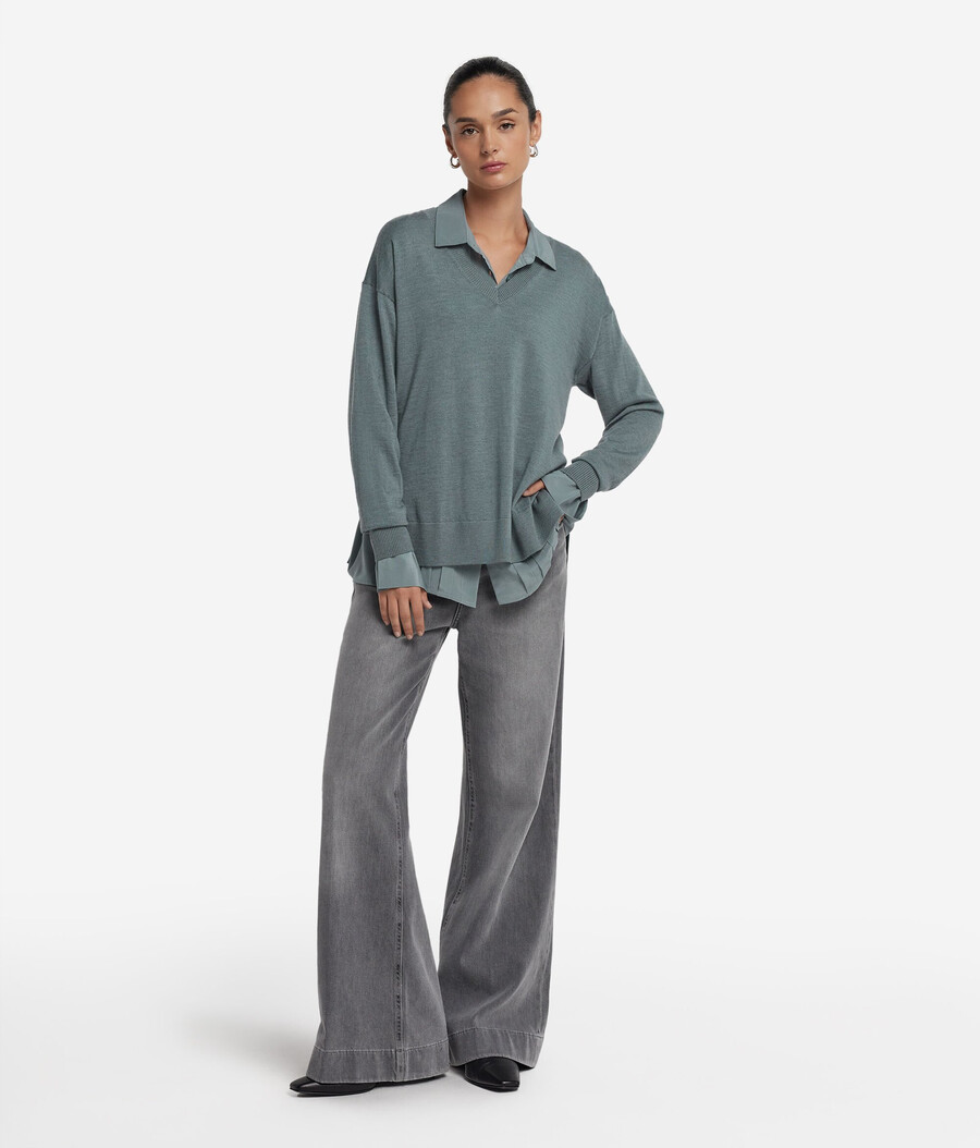 maglione in cashmere con scollo a v e spacchi