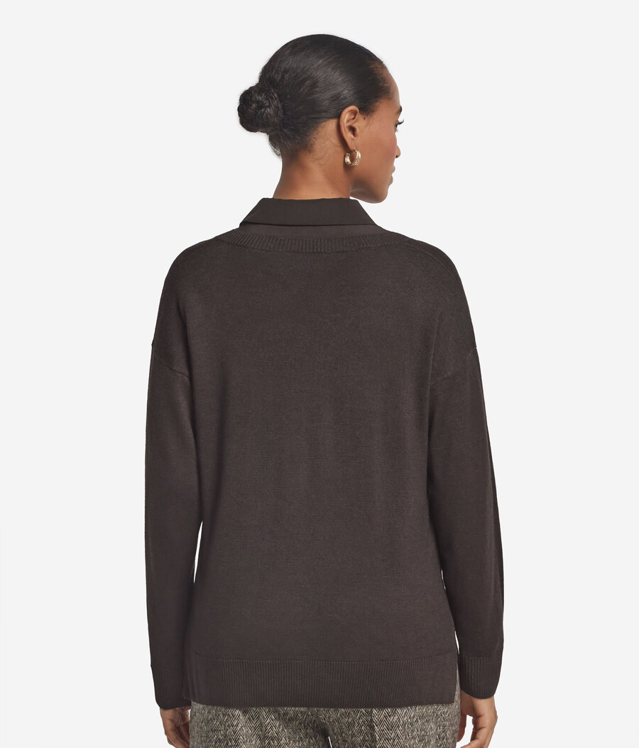 maglione in cashmere con scollo a v e spacchi