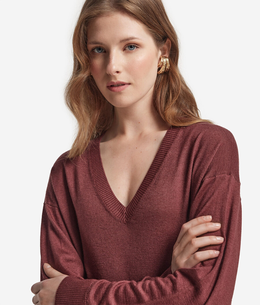 maglione in cashmere con scollo a v e spacchi