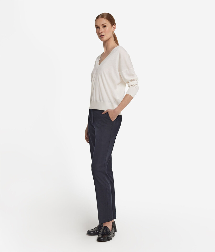 maglione doppio scollo a v in cashmere ultrafine