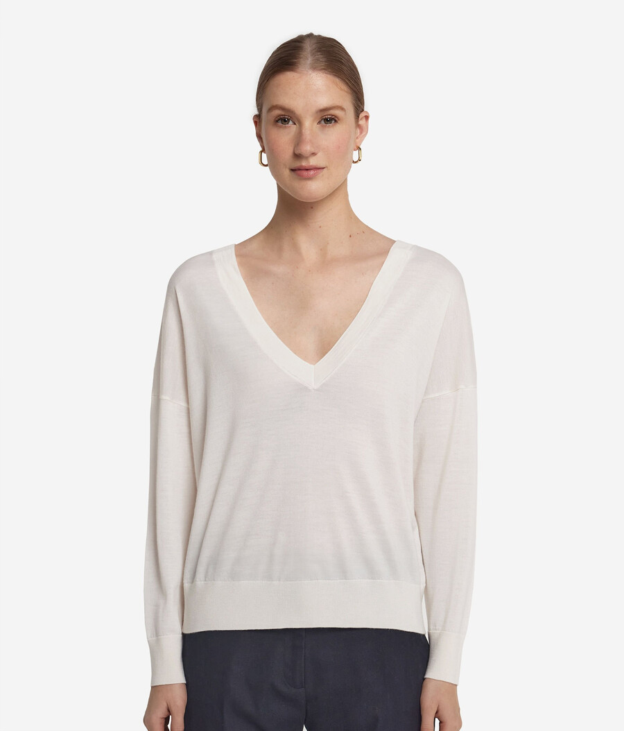 maglione doppio scollo a v in cashmere ultrafine
