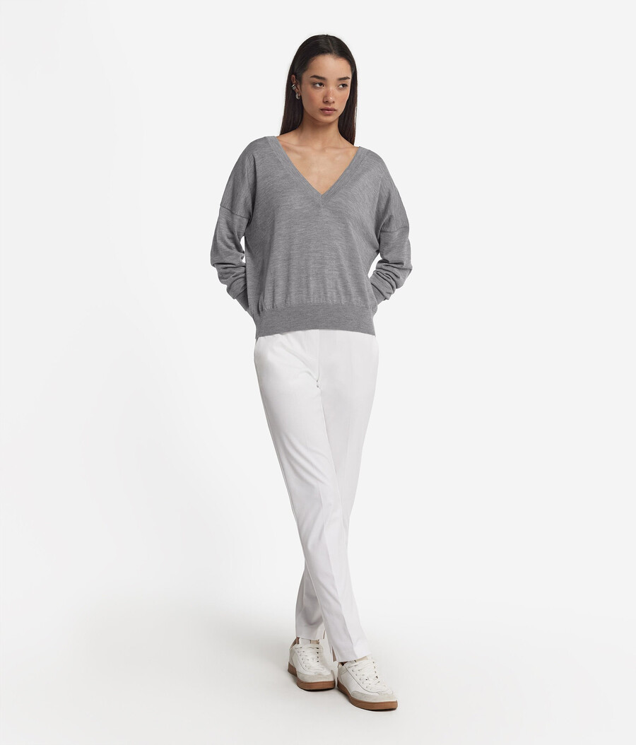 maglione doppio scollo a v in cashmere ultrafine