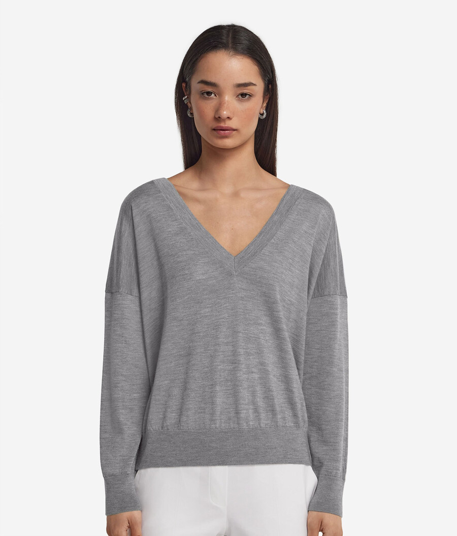 maglione doppio scollo a v in cashmere ultrafine