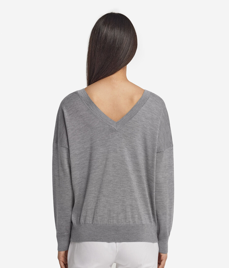 maglione doppio scollo a v in cashmere ultrafine