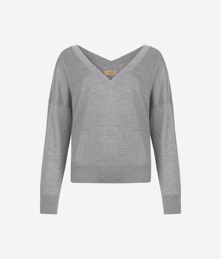 maglione doppio scollo a v in cashmere ultrafine