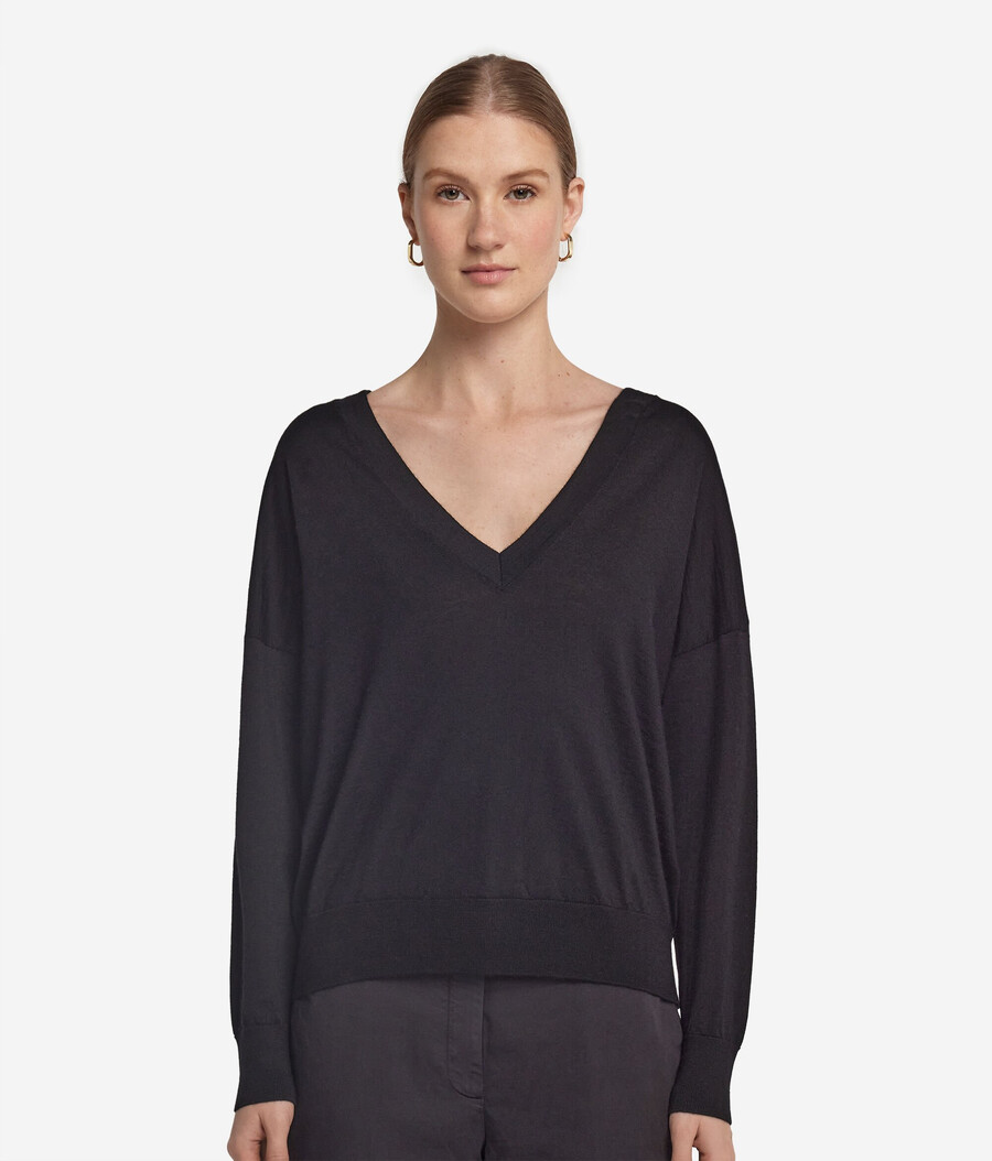 maglione doppio scollo a v in cashmere ultrafine