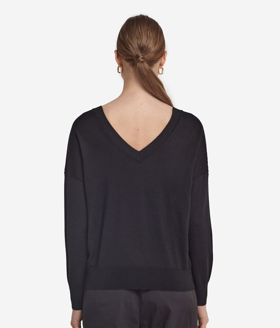 maglione doppio scollo a v in cashmere ultrafine