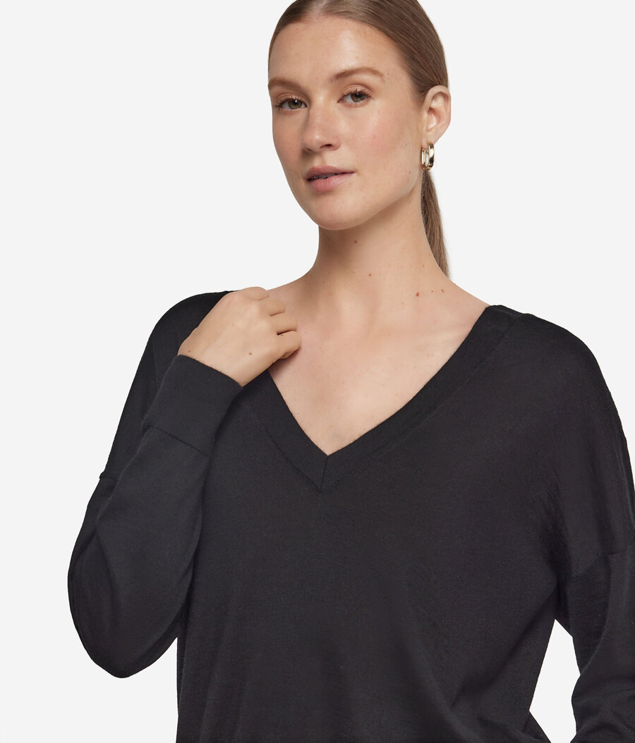 maglione doppio scollo a v in cashmere ultrafine