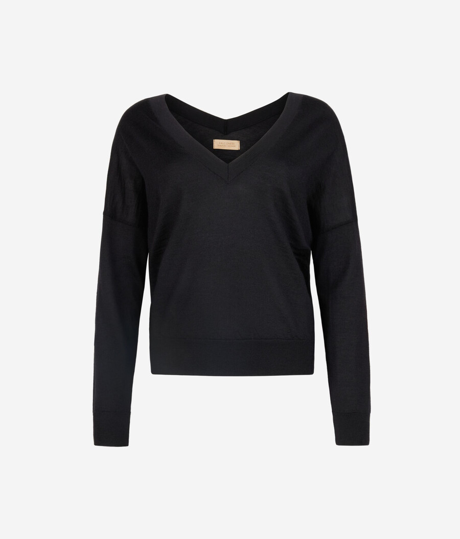 maglione doppio scollo a v in cashmere ultrafine