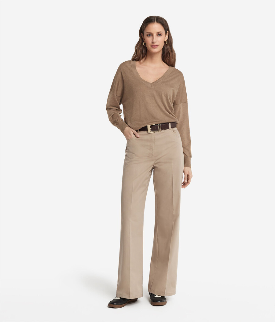 maglione doppio scollo a v in cashmere ultrafine