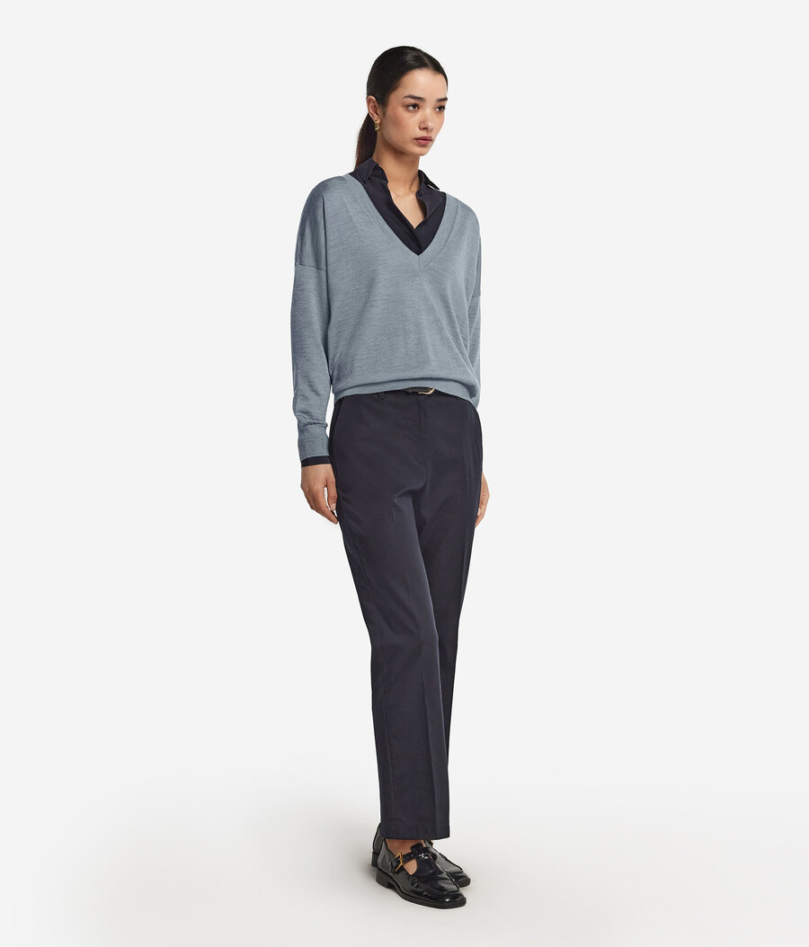 maglione doppio scollo a v in cashmere ultrafine