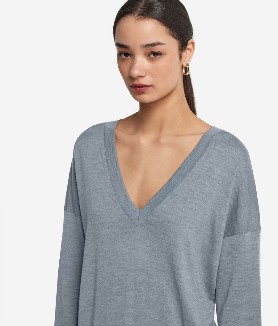 maglione doppio scollo a v in cashmere ultrafine