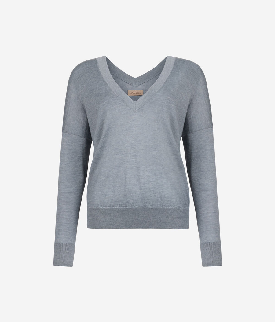 maglione doppio scollo a v in cashmere ultrafine