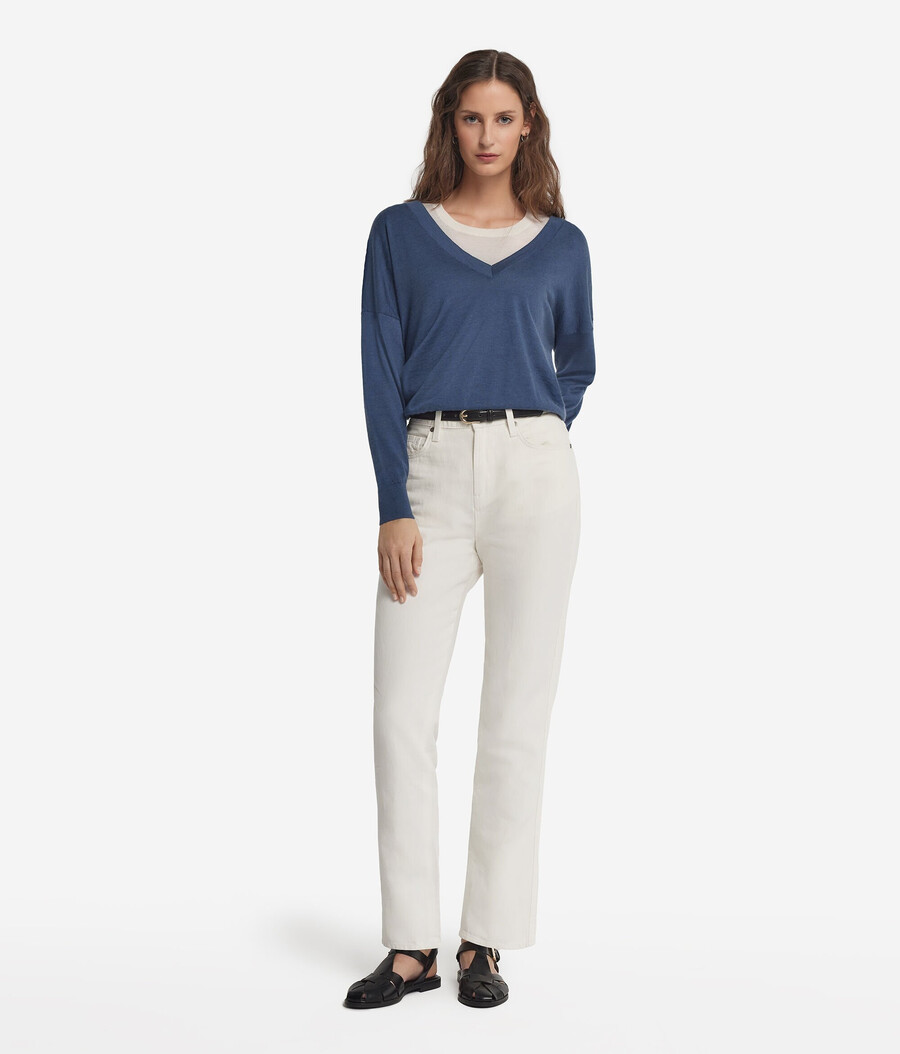 maglione doppio scollo a v in cashmere ultrafine