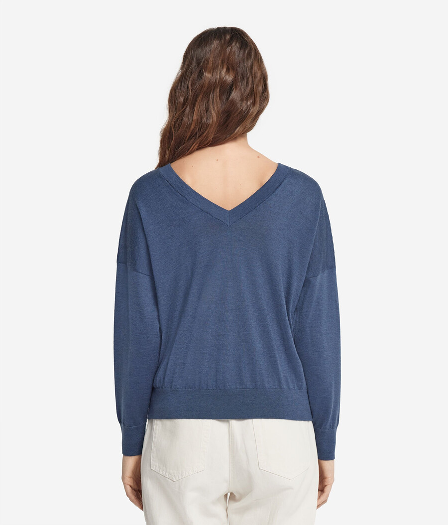 maglione doppio scollo a v in cashmere ultrafine