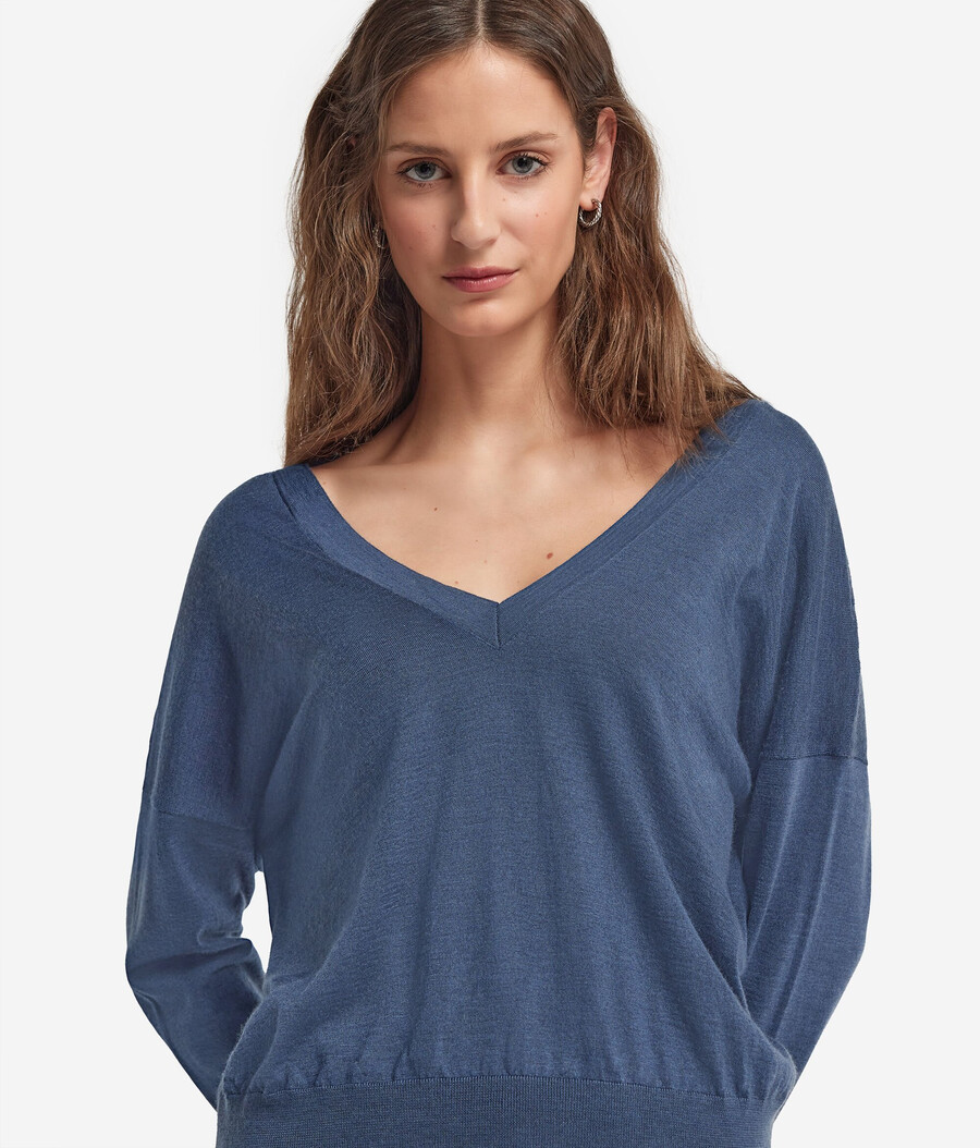 maglione doppio scollo a v in cashmere ultrafine