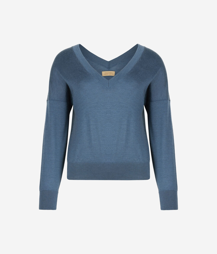 maglione doppio scollo a v in cashmere ultrafine