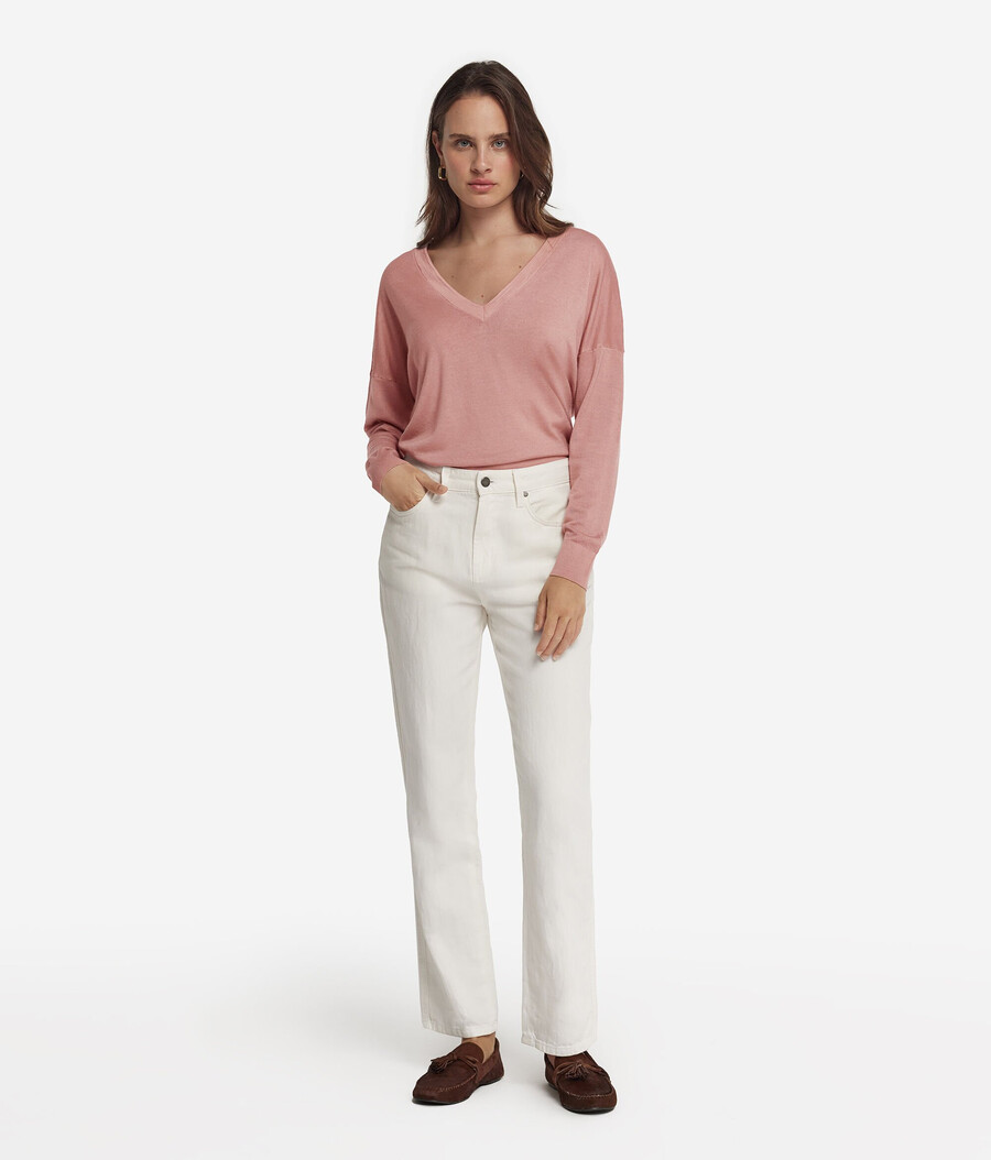 maglione doppio scollo a v in cashmere ultrafine