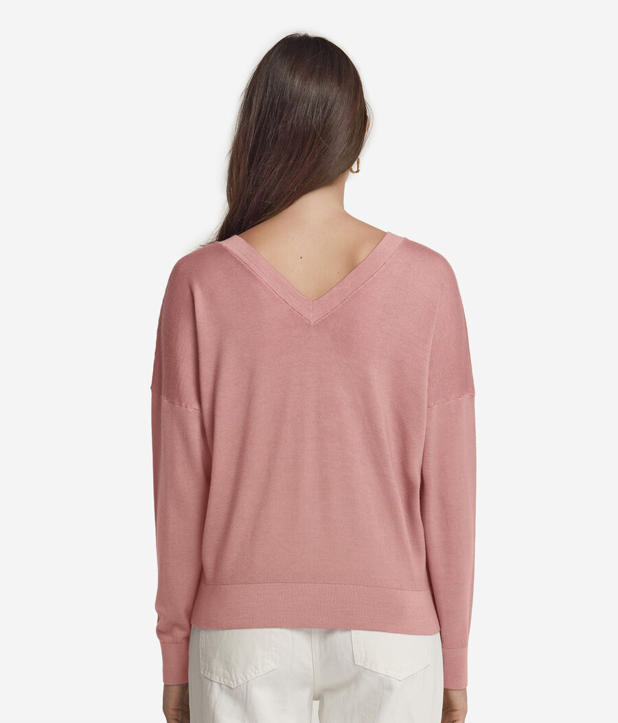 maglione doppio scollo a v in cashmere ultrafine