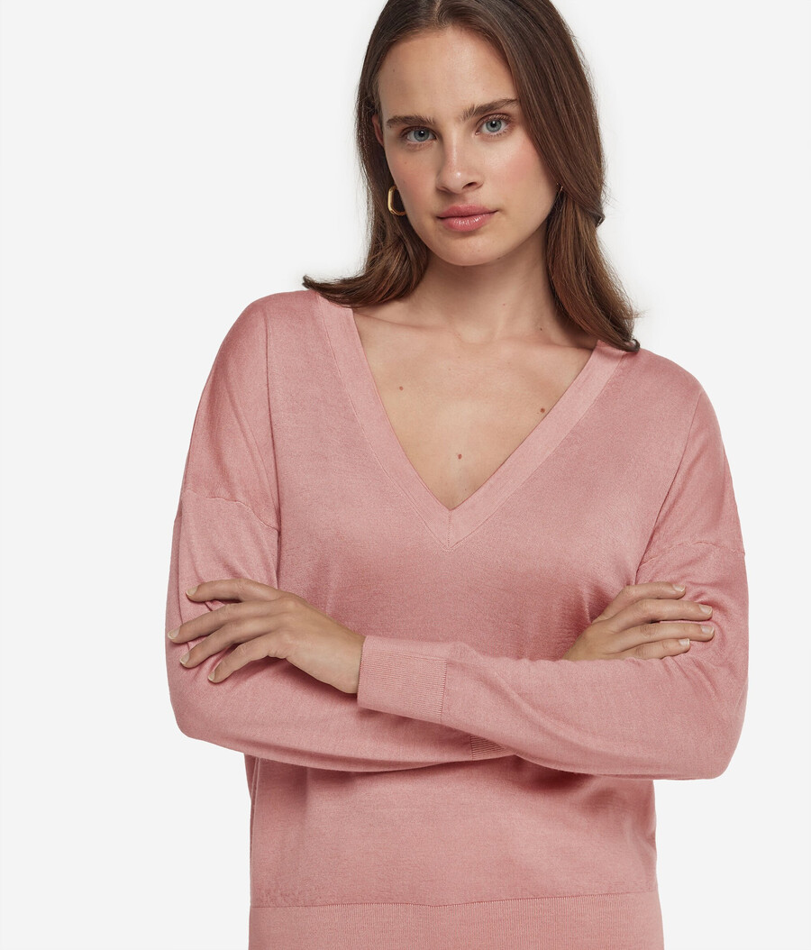 maglione doppio scollo a v in cashmere ultrafine
