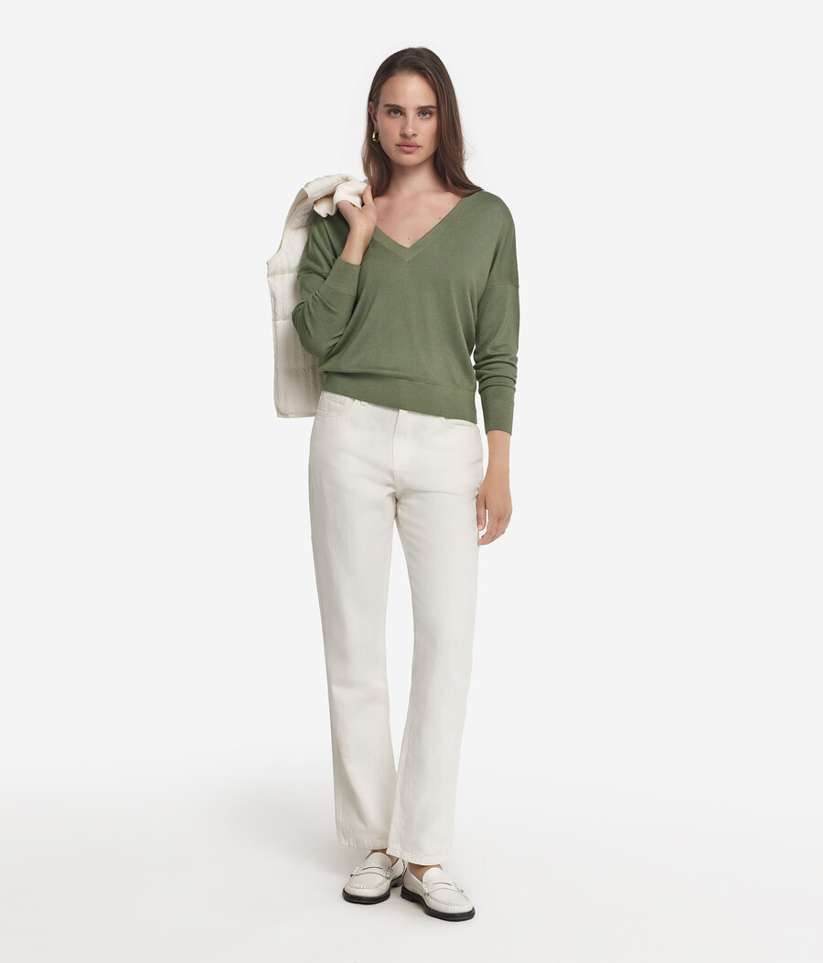 maglione doppio scollo a v in cashmere ultrafine