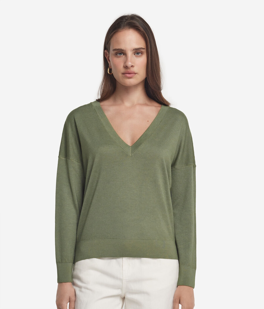 maglione doppio scollo a v in cashmere ultrafine