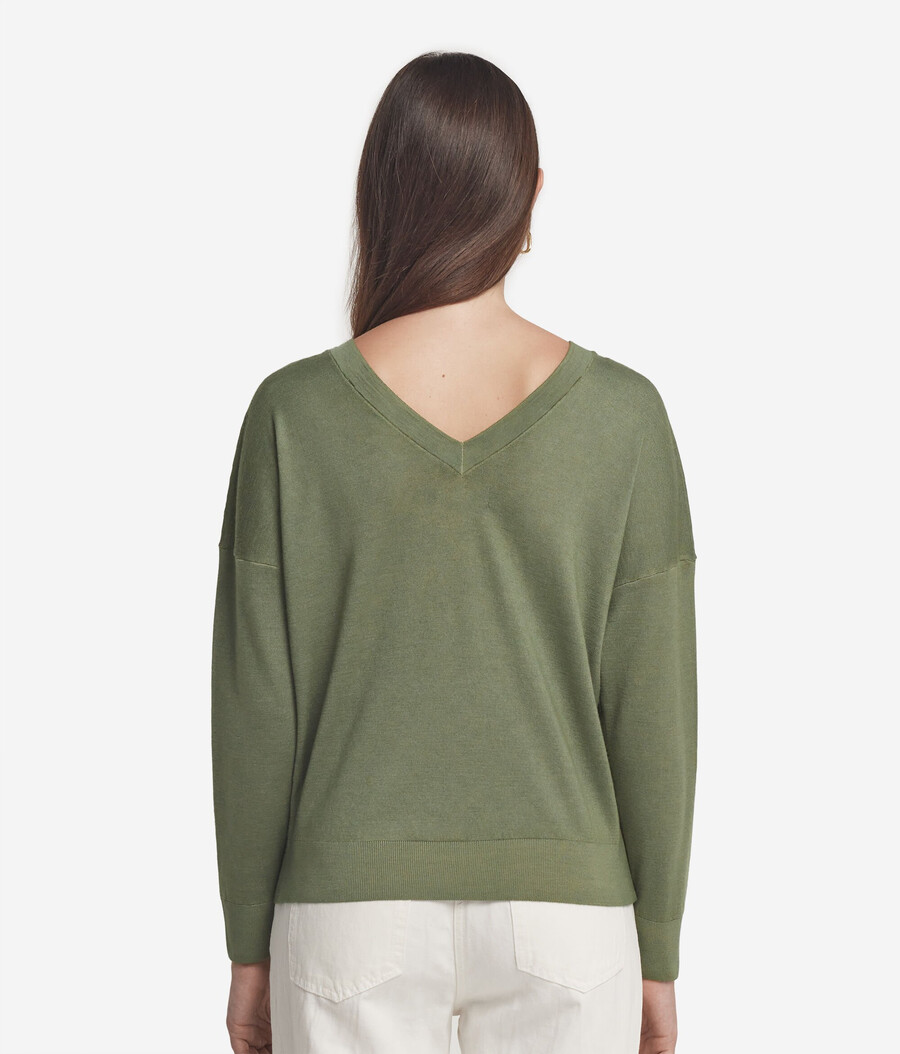 maglione doppio scollo a v in cashmere ultrafine
