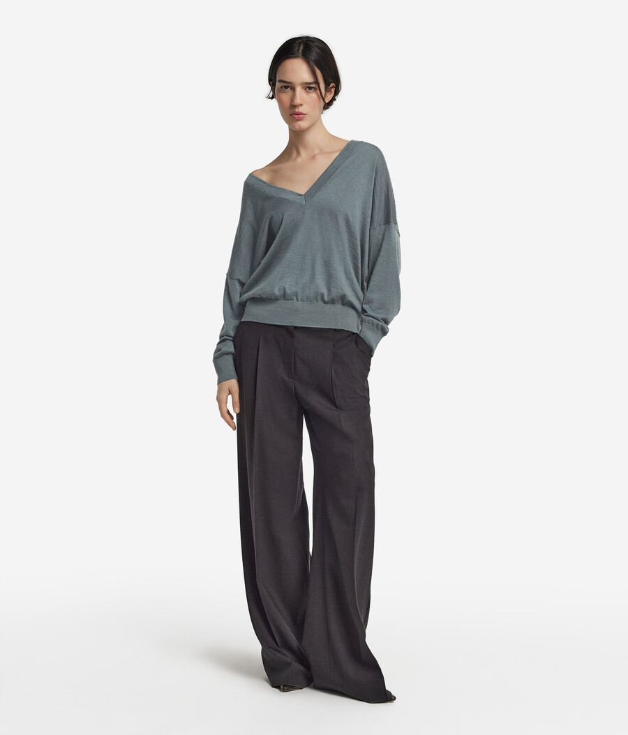 maglione doppio scollo a v in cashmere ultrafine