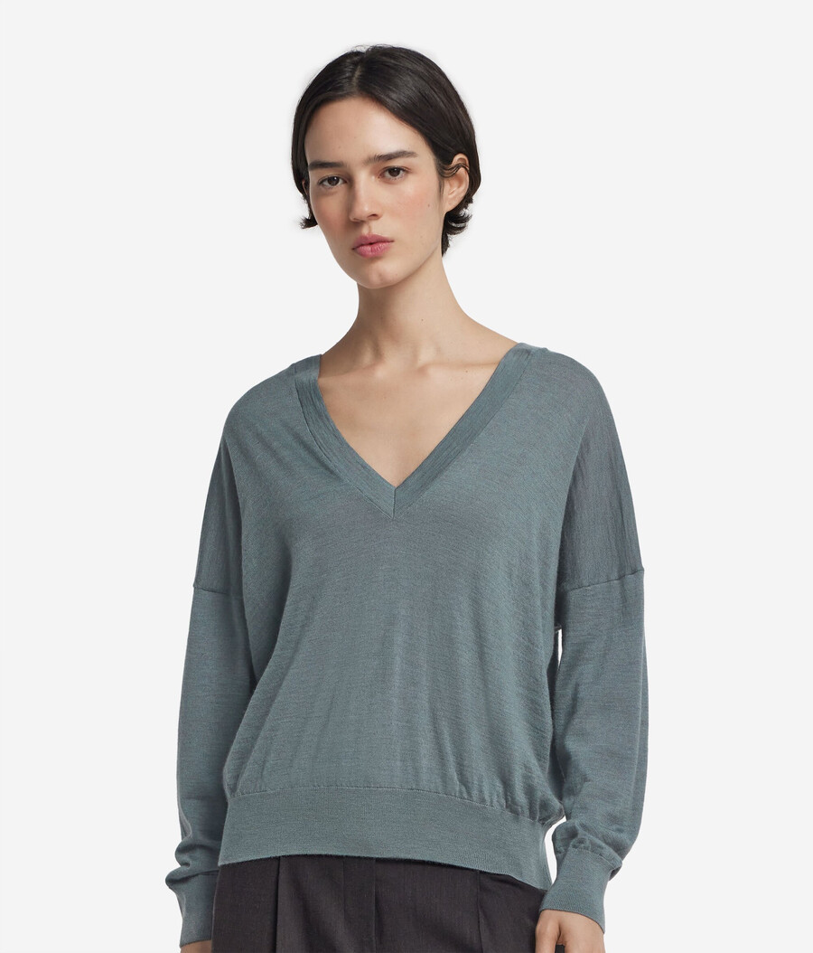 maglione doppio scollo a v in cashmere ultrafine