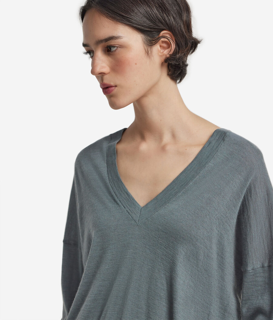 maglione doppio scollo a v in cashmere ultrafine