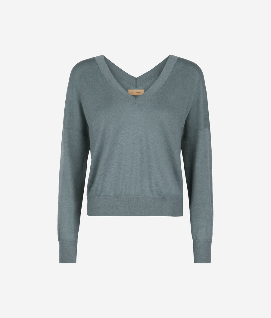 maglione doppio scollo a v in cashmere ultrafine