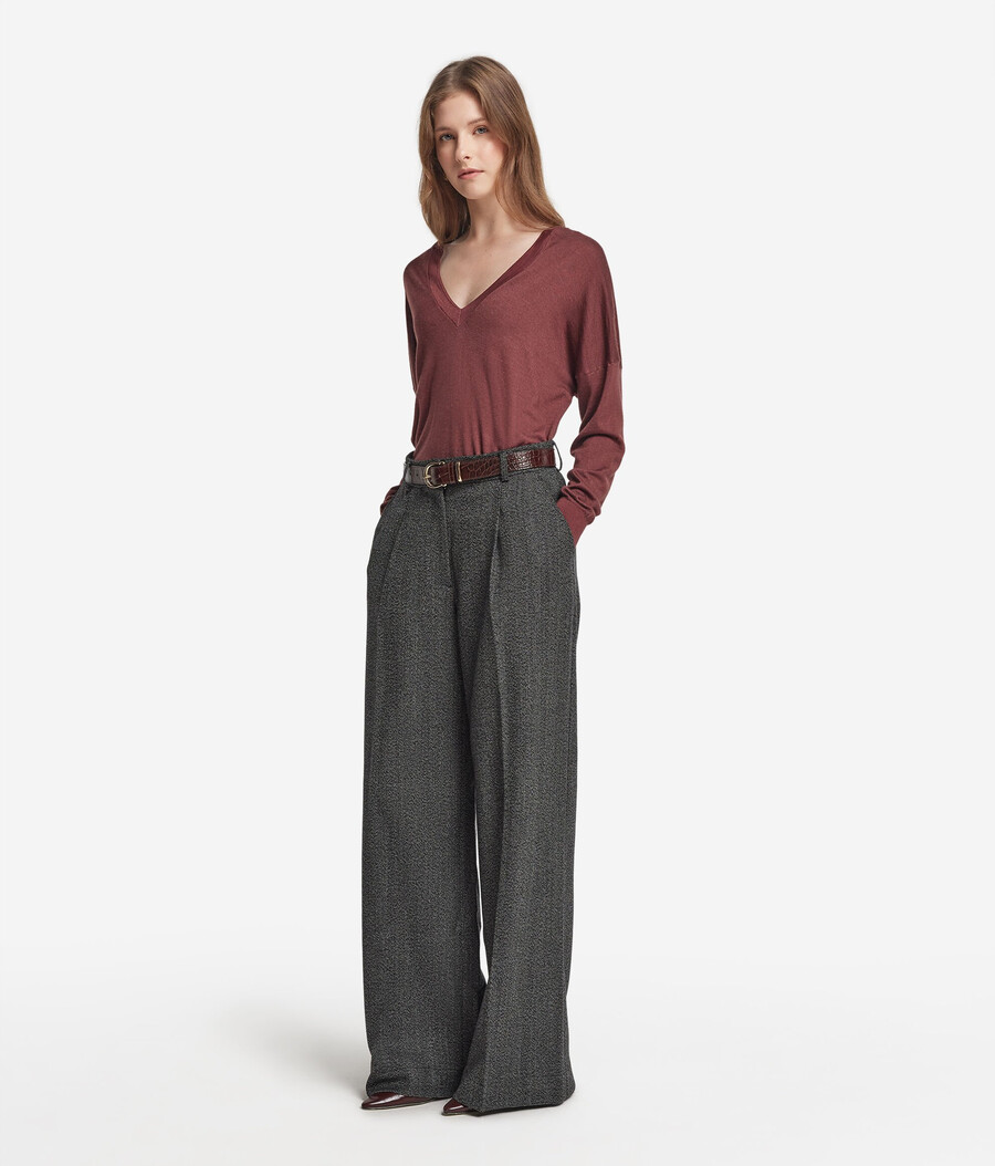 maglione doppio scollo a v in cashmere ultrafine