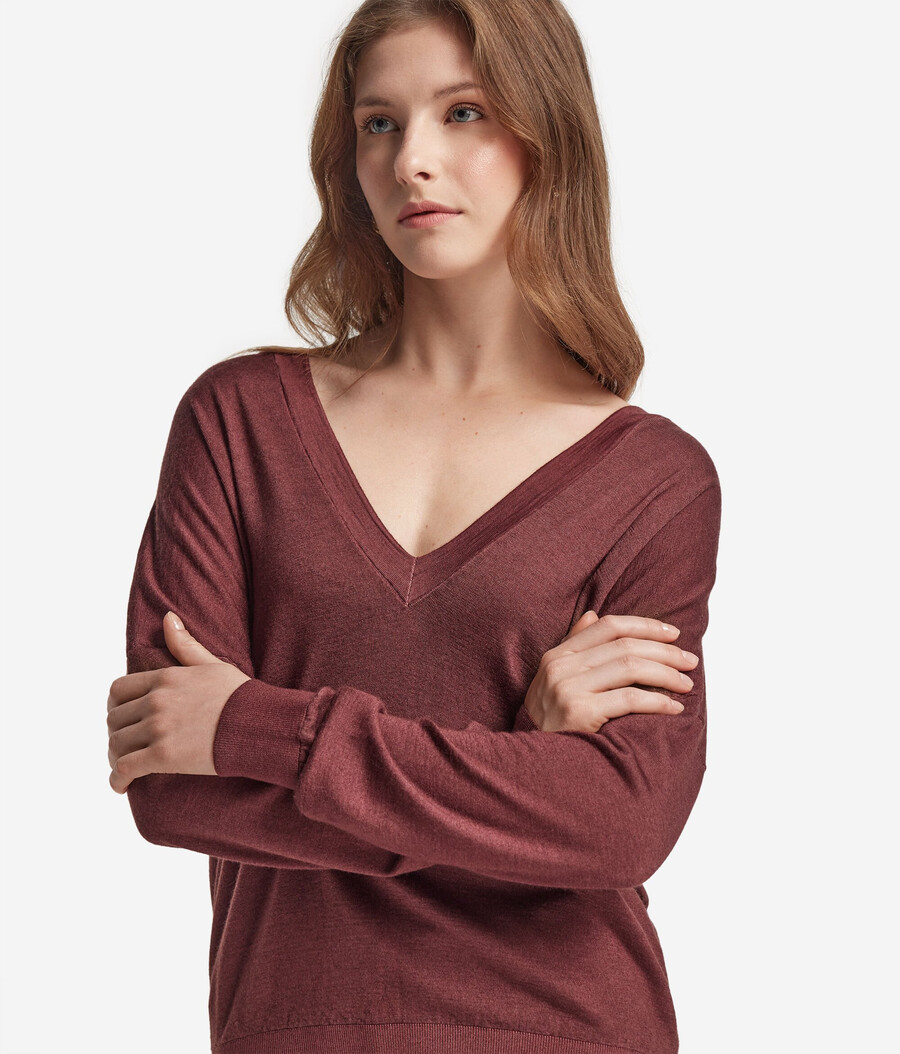 maglione doppio scollo a v in cashmere ultrafine