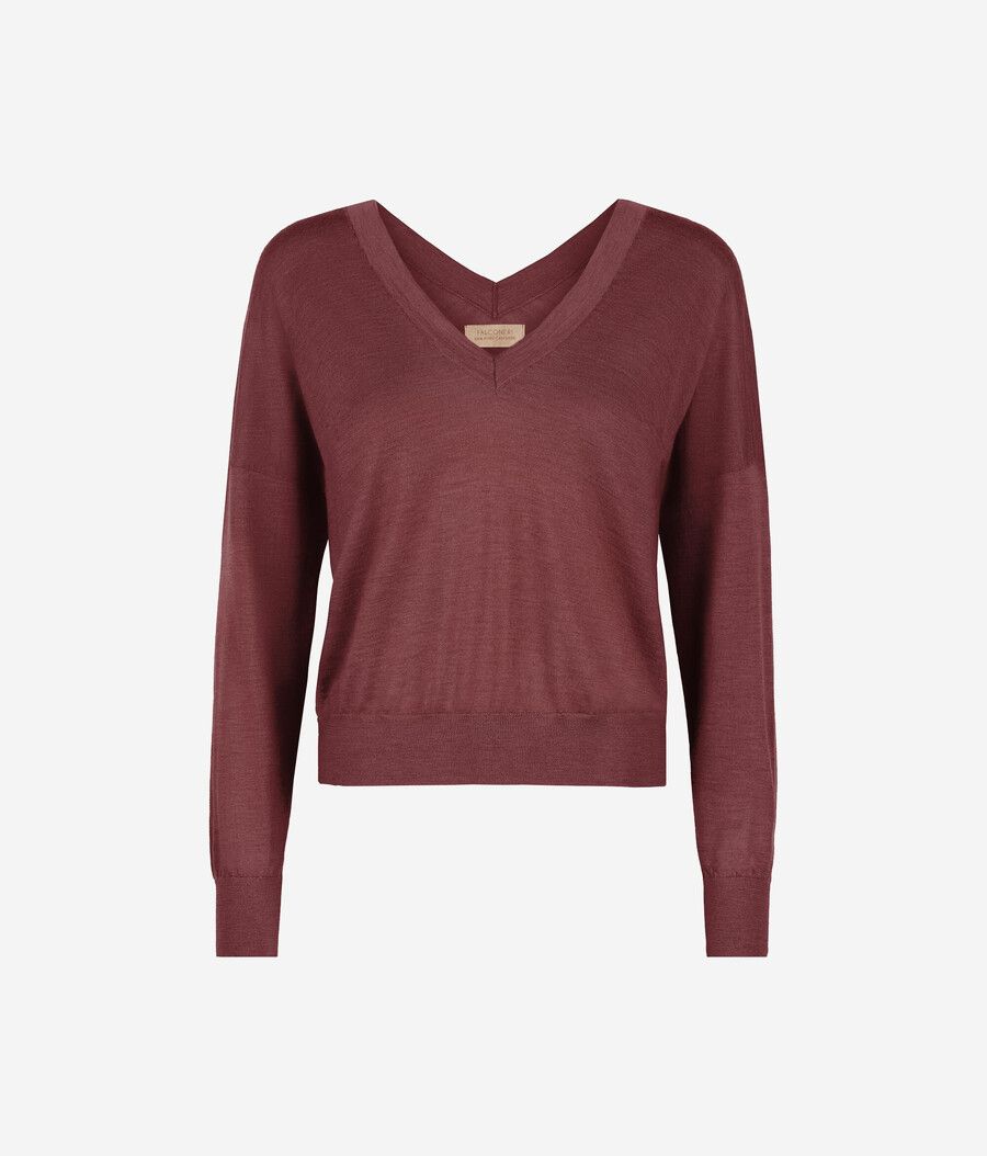 maglione doppio scollo a v in cashmere ultrafine