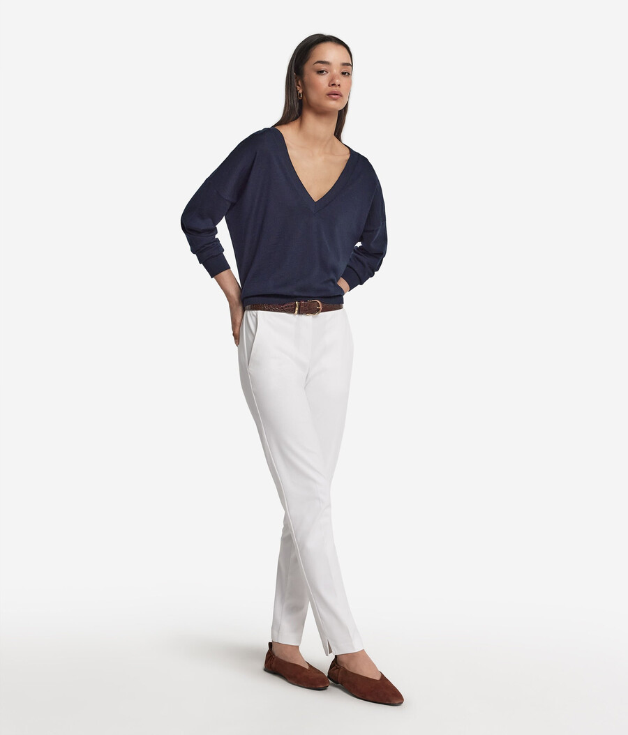 maglione doppio scollo a v in cashmere ultrafine