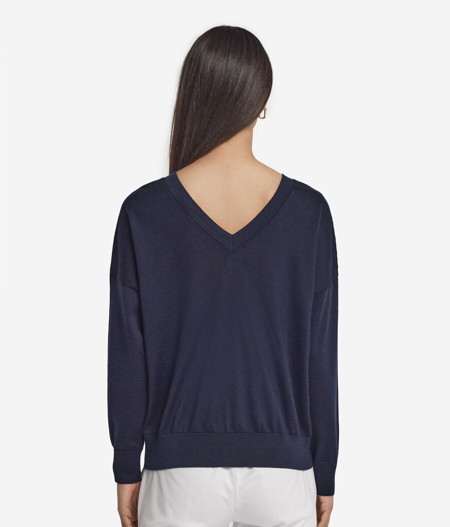maglione doppio scollo a v in cashmere ultrafine