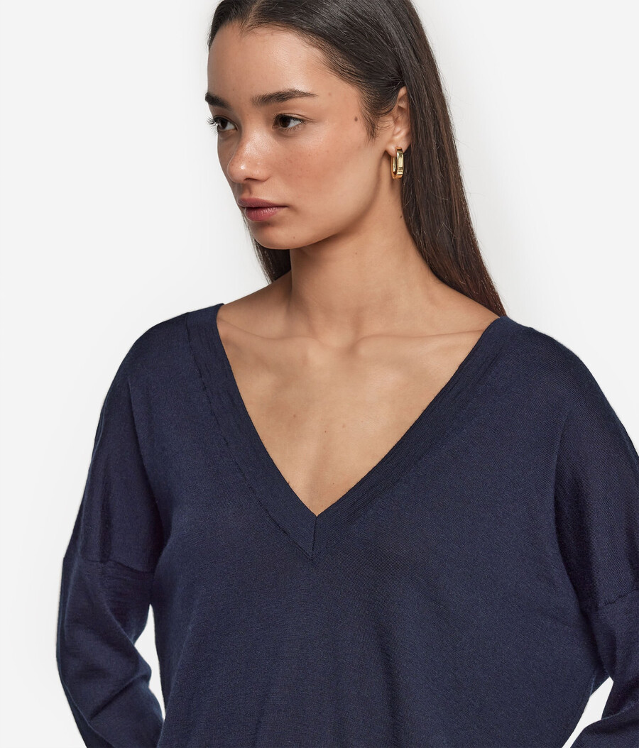 maglione doppio scollo a v in cashmere ultrafine