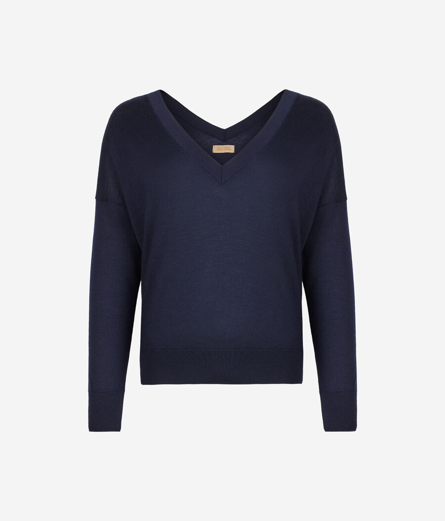 maglione doppio scollo a v in cashmere ultrafine