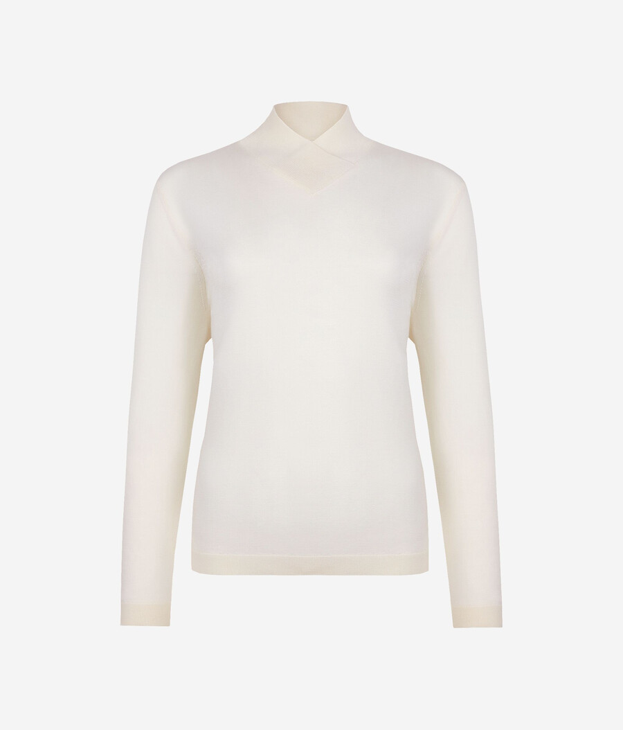 maglione a collo alto con finitura in cashmere