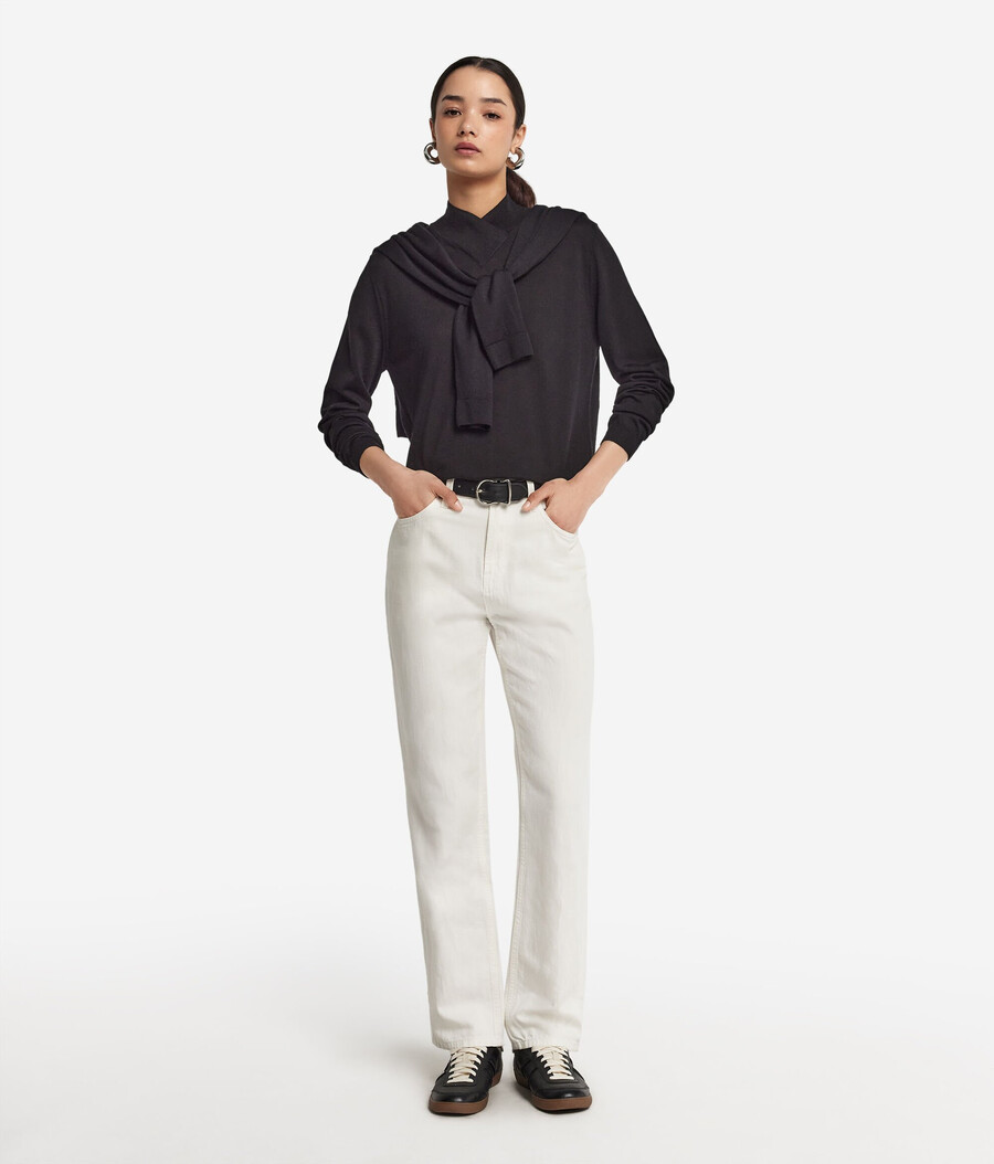 maglione a collo alto con finitura in cashmere