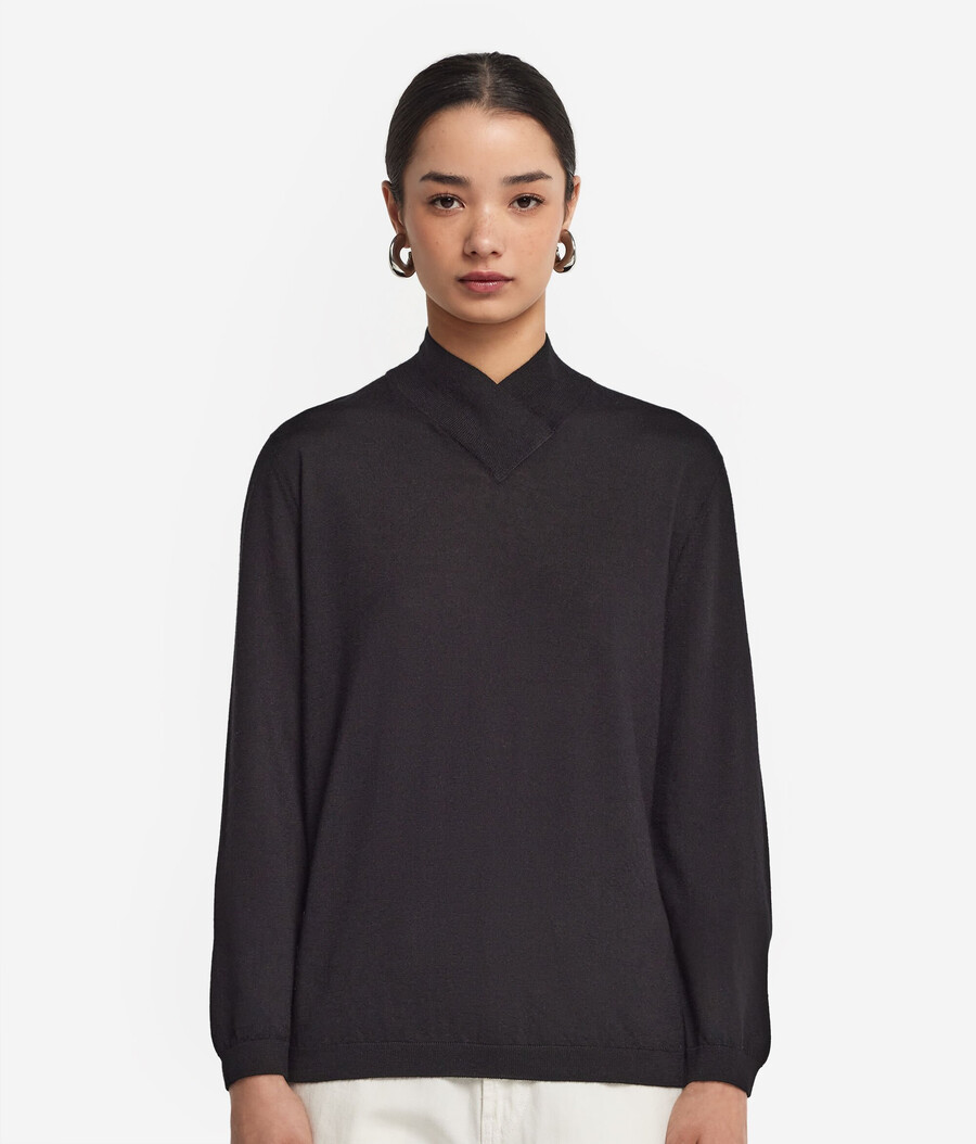 maglione a collo alto con finitura in cashmere
