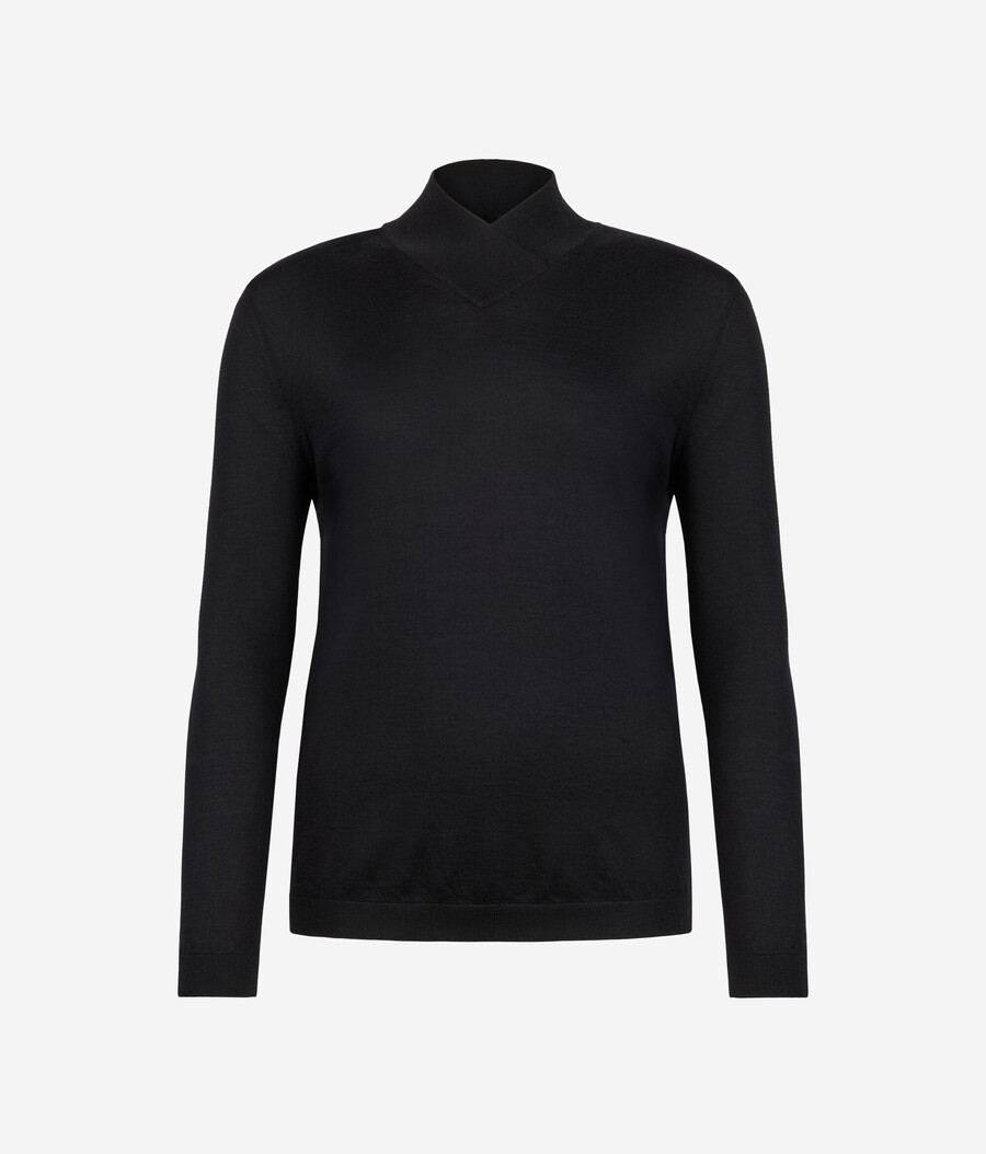 maglione a collo alto con finitura in cashmere