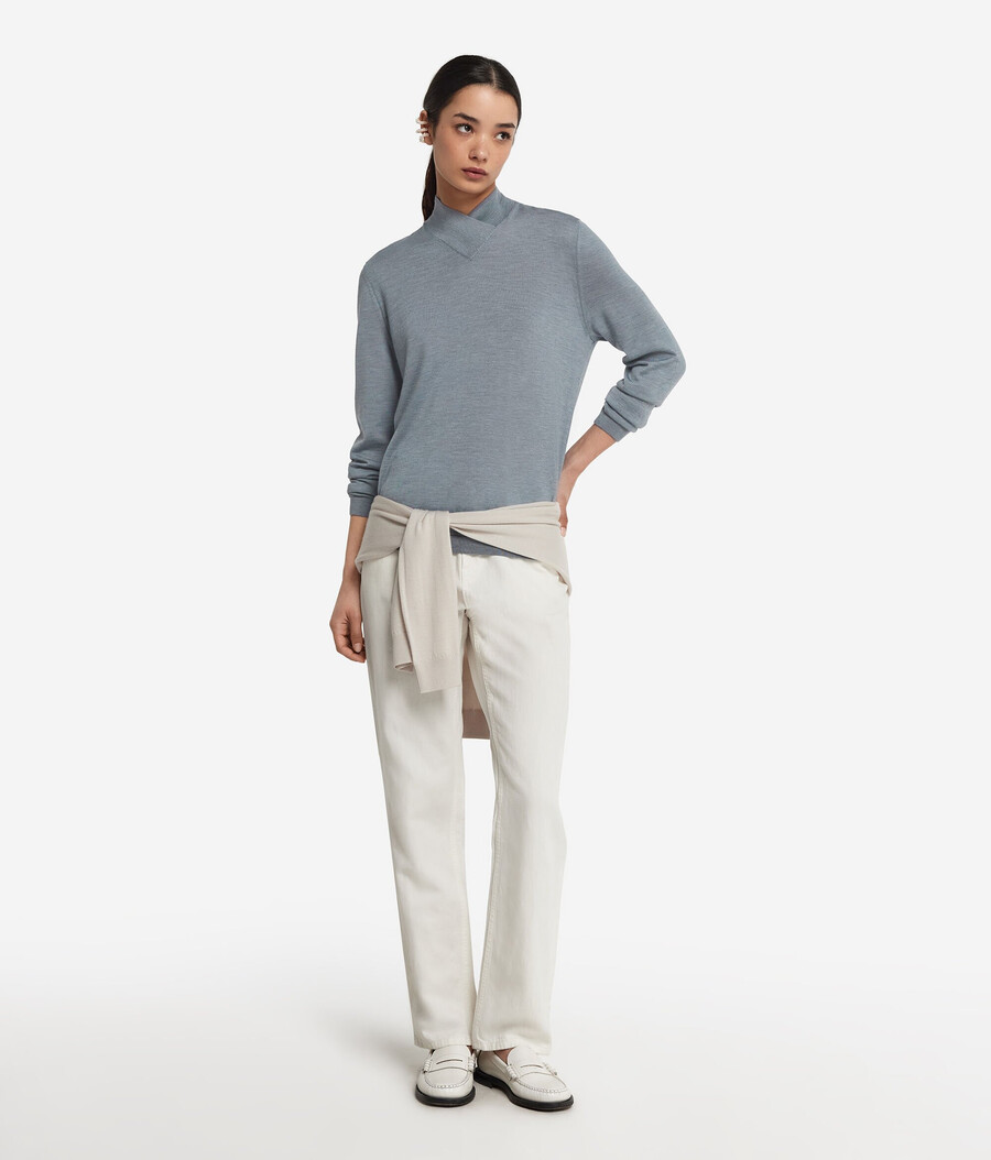 maglione a collo alto con finitura in cashmere