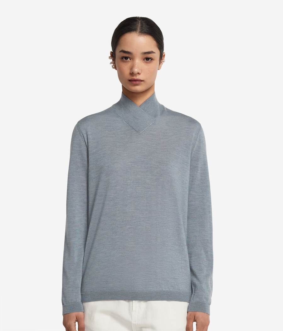 maglione a collo alto con finitura in cashmere