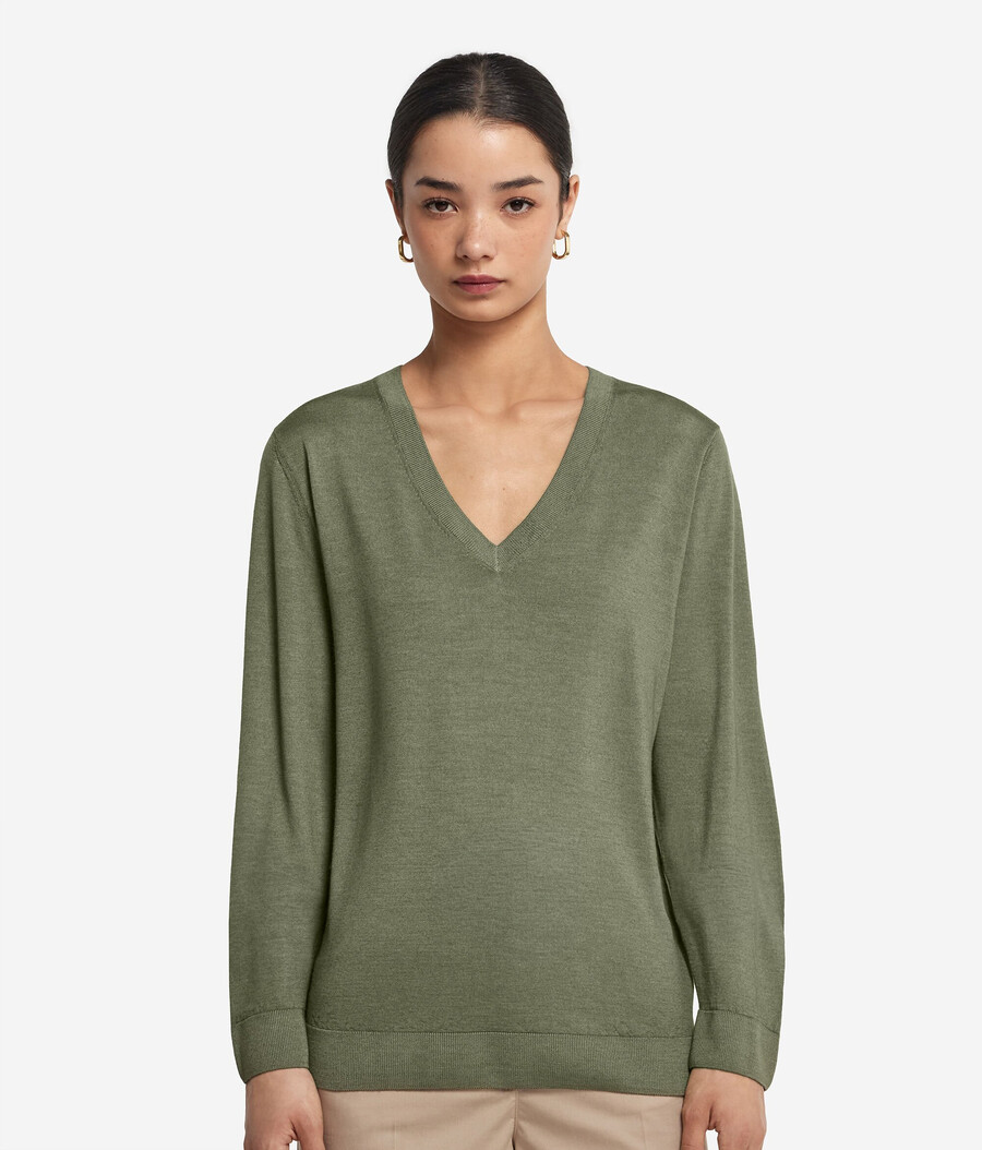 maglione con scollo a v in cashmere ultrafine