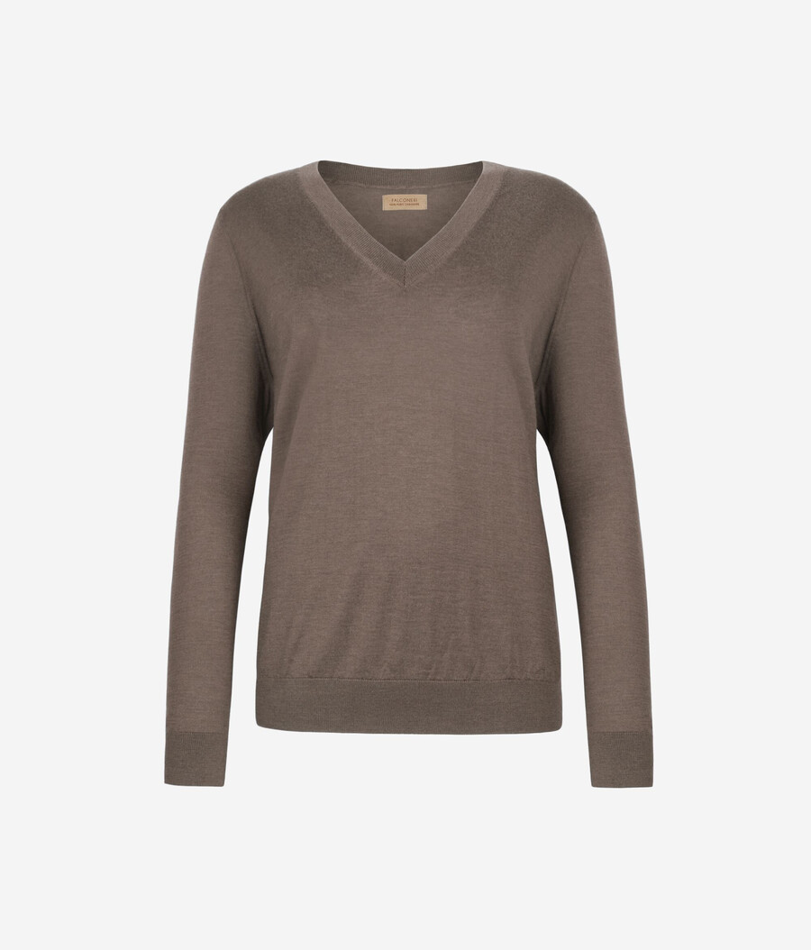 maglione con scollo a v in cashmere ultrafine