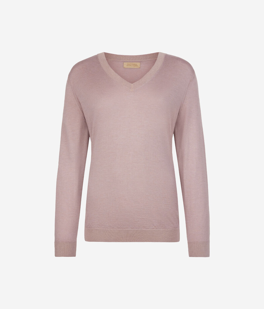 maglione con scollo a v in cashmere ultrafine